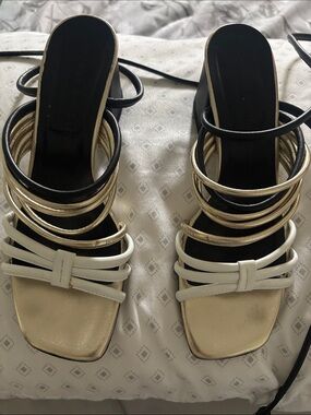 Strappy Metallic and White Women's from Italy sandals